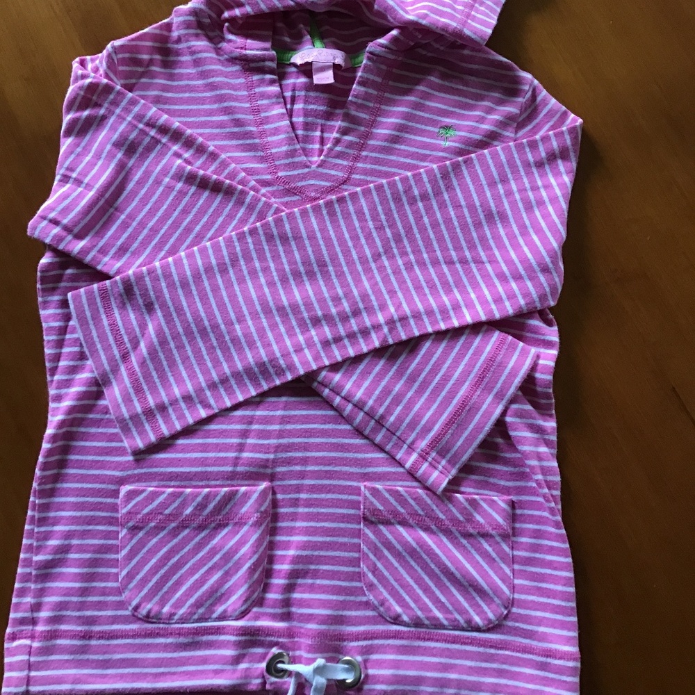Lilly Pulitzer pink striped hooded sweatshirt